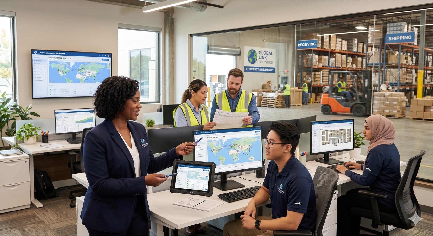 The Delco Cargo logistics team coordinating global shipments